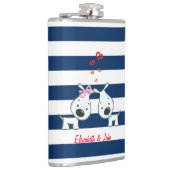 Adorable Hunde in Liebe auf gestreiftem Personalis Flachmann (Rechts)