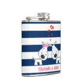 Adorable Hunde in Liebe auf gestreiftem Personalis Flachmann (Rechts)