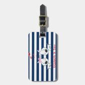 Adorable Hunde in Liebe auf gestreiftem Personalis Gepäckanhänger (Vorderseite vertikal)