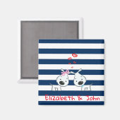 Adorable Hunde in Liebe auf gestreiftem Personalis Magnet (Vorderseite/Rückseite)