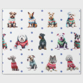 Adorable Hunde in Ugly Christmas Sweaters on White Geschenkpapier (Flach)