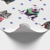 Adorable Hunde in Ugly Christmas Sweaters on White Geschenkpapier (Ecke)
