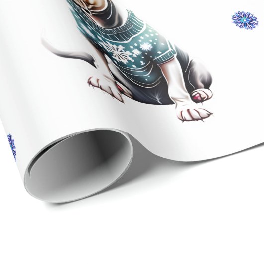 Adorable Hunde in Ugly Christmas Sweaters on White Geschenkpapier (Rolleneckpunkt)
