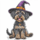Adorable Hunde mit einem Hexenhut Aufkleber (Vorderseite)