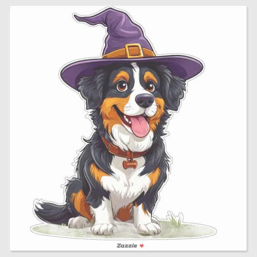 Adorable Hunde mit einem Hexenhut Aufkleber (Blatt)