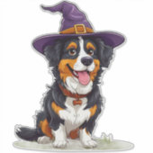 Adorable Hunde mit einem Hexenhut Aufkleber (Vorderseite)