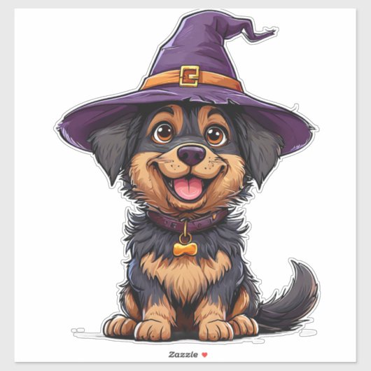 Adorable Hunde mit einem Hexenhut Aufkleber (Blatt)