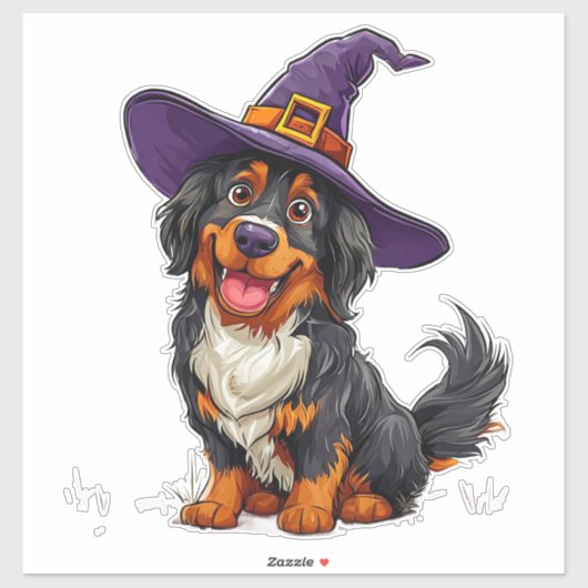 Adorable Hunde mit einem Hexenhut Aufkleber (Blatt)