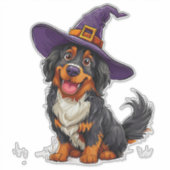 Adorable Hunde mit einem Hexenhut Aufkleber (Vorderseite)