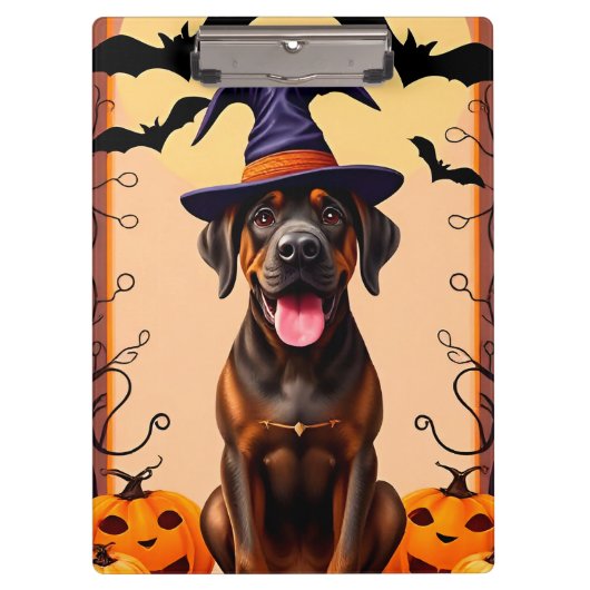 Adorable Hunde mit Hexenhut Klemmbrett (Vorderseite)