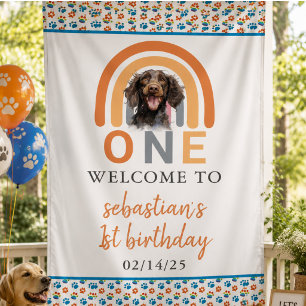 Adorable Hunde Regenbogen Wasserfarbe 1. Geburtsta Banner