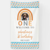 Adorable Hunde Regenbogen Wasserfarbe 1. Geburtsta Banner (Vertikal)