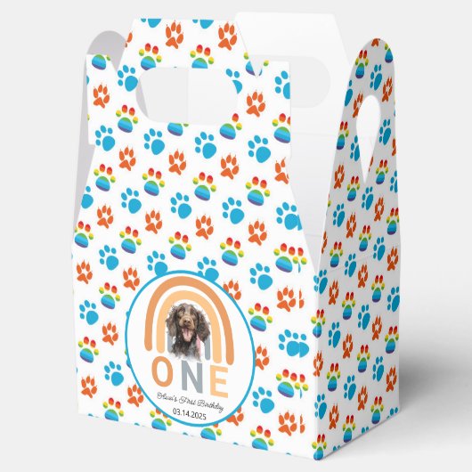 Adorable Hunde Regenbogen Wasserfarbe 1. Geburtsta Geschenkschachtel (Geöffnet)