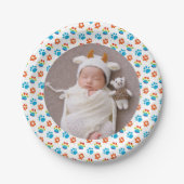 Adorable Hunde Regenbogen Wasserfarbe 1. Geburtsta Pappteller (Vorderseite)