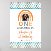 Adorable Hunde Regenbogen Wasserfarbe 1. Geburtsta Poster (Vorne)