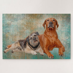 Adorable Hunde über Kunst Puzzle