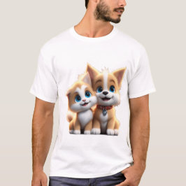 Adorable Hunde und Katze in Liebe T-Shirt