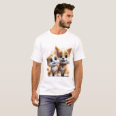 Adorable Hunde und Katze in Liebe T-Shirt (Vorne ganz)