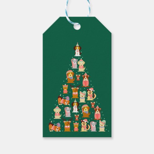 Adorable Hunde Weihnachtsbaum Geschenkanhänger (Vorderseite)