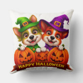 Adorable Hunde zu Halloween-Kostümen Kissen (Rückseite)