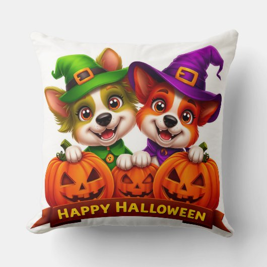 Adorable Hunde zu Halloween-Kostümen Kissen (Vorderseite)
