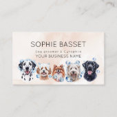 Adorable Hundgrooming, Aquarellbeige Visitenkarte (Vorderseite)