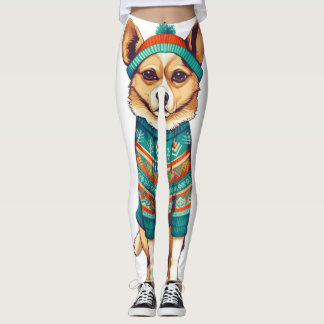 Adorable Hündin im Winterstil Leggings