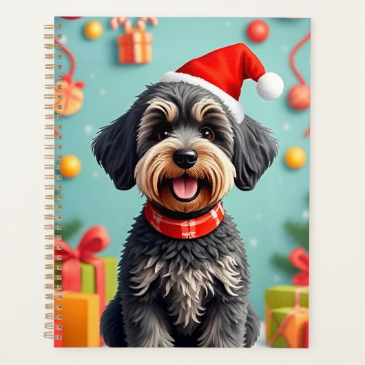 Adorable Hündin in Weihnachtsmannmütze Planer (Vorderseite)