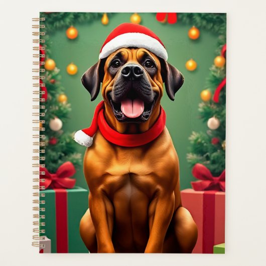 Adorable Hündin in Weihnachtsmannmütze Planer (Vorderseite)