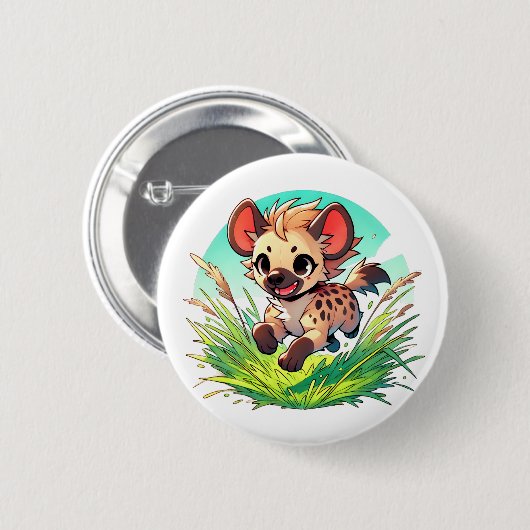 Adorable Hyäne wird durch ein Feld begrenzt Button (Vorne & Hinten)