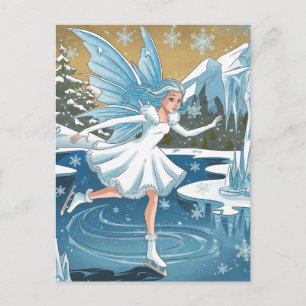 Adorable Ice Skaten Fairy Postkarte