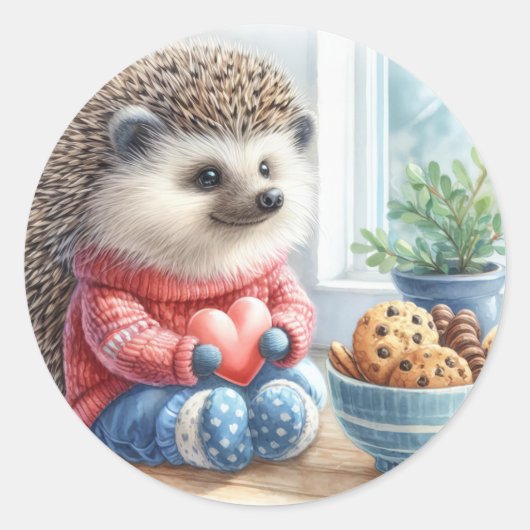 Adorable Igel Cookies Blumenwalzentin Runder Aufkleber (Vorderseite)