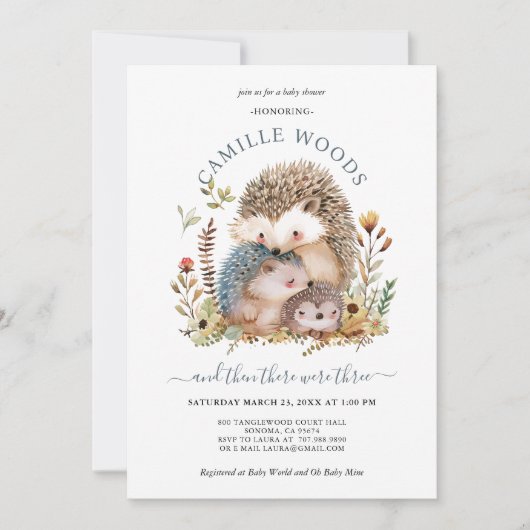 Adorable Igel Kinderdusche Einladung (Vorderseite)