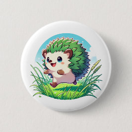Adorable Igel laufen glücklich Button