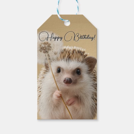 Adorable Igel mit einem Löwenzahn Geschenkanhänger (Vorderseite)