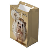 Adorable Igel mit einem Löwenzahn Mittlere Geschenktüte (Vorderseite Schrägansicht)