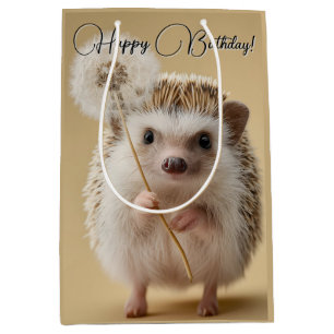 Adorable Igel mit einem Löwenzahn Mittlere Geschenktüte
