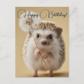 Adorable Igel mit einem Löwenzahn Postkarte (Vorderseite)