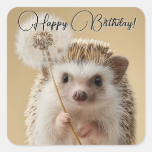 Adorable Igel mit einem Löwenzahn Quadratischer Aufkleber