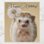 Adorable Igel mit einem Löwenzahn Weinetikett (Einzelnes Label)