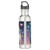 Adorable Igel mit Stars und Herzen Edelstahlflasche (Rückseite)