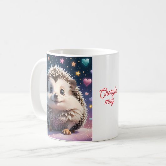 Adorable Igel mit Stars und Herzen Kaffeetasse (Vorderseite Links)