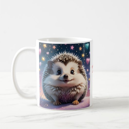 Adorable Igel mit Stars und Herzen Kaffeetasse (Links)