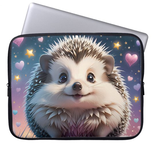 Adorable Igel mit Stars und Herzen Laptopschutzhülle (Vorderseite)