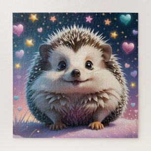 Adorable Igel mit Stars und Herzen Puzzle