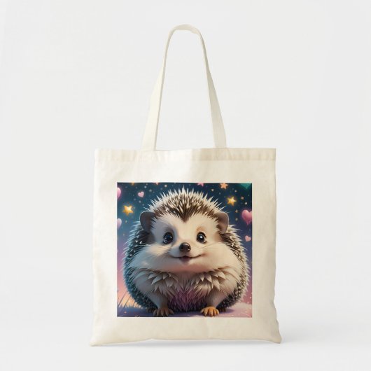 Adorable Igel mit Stars und Herzen Tragetasche (Vorne)