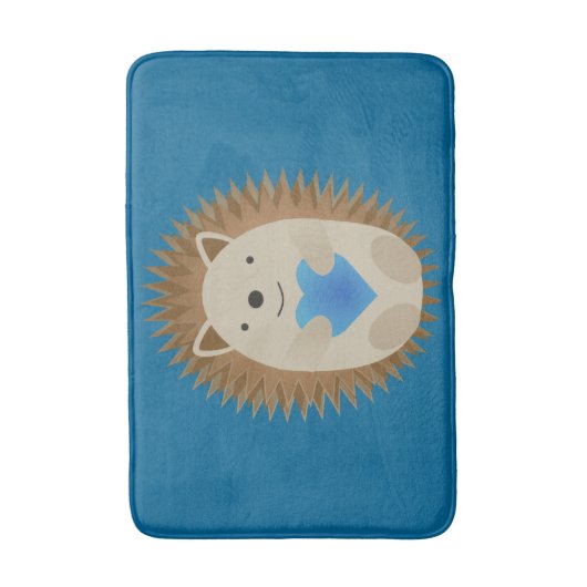 Adorable Igel umarmen ein blaues Herz Badematte (Vorderseite Vertikal)