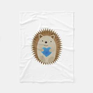Adorable Igel umarmen ein blaues Herz Fleecedecke