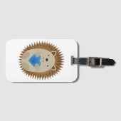 Adorable Igel umarmen ein blaues Herz Gepäckanhänger (Vorderseite (Horizontal))