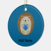 Adorable Igel umarmen ein blaues Herz Keramik Ornament (Links)